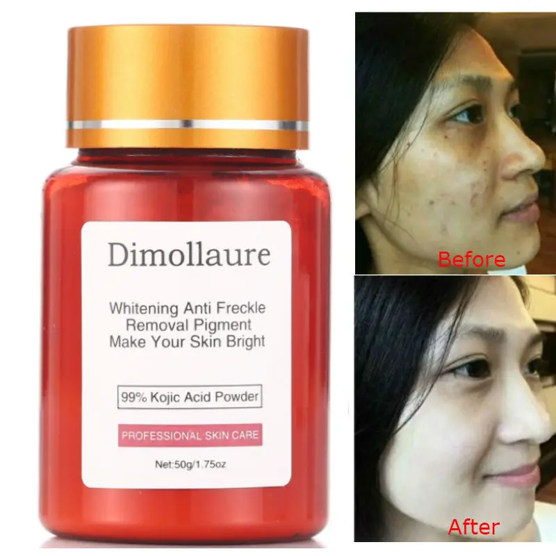 50g Dimollaure  Pure 99% Kojic Acid Powder Whitening Cream Skin Care Remove Freckle Melasma Acne Spots Pigment Sunburn Melanin