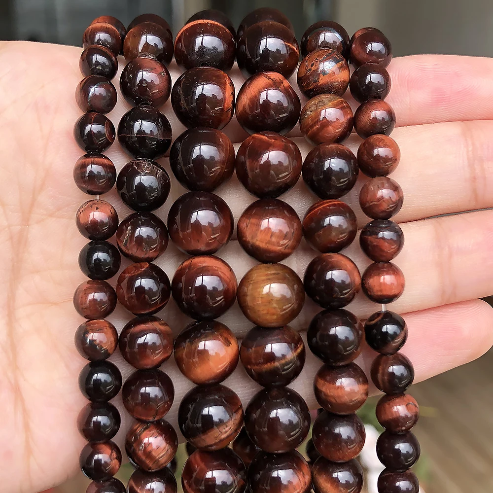 wholesale Natural Stone Beads Red Tiger Eye Round Loose Beads For Jewelry Making 15.5\