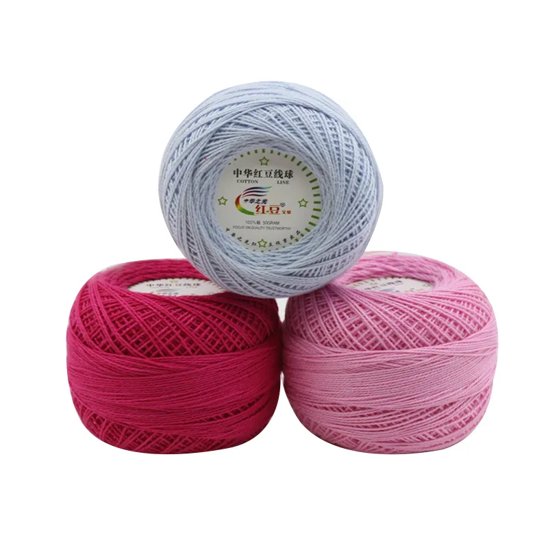 Cheap 50g/balls Worsted 5# Lace Knit Yarn 100% Cotton Crochet Yarn for DIY Hand Knitting Crocheted Thin Yarn Thread QW065