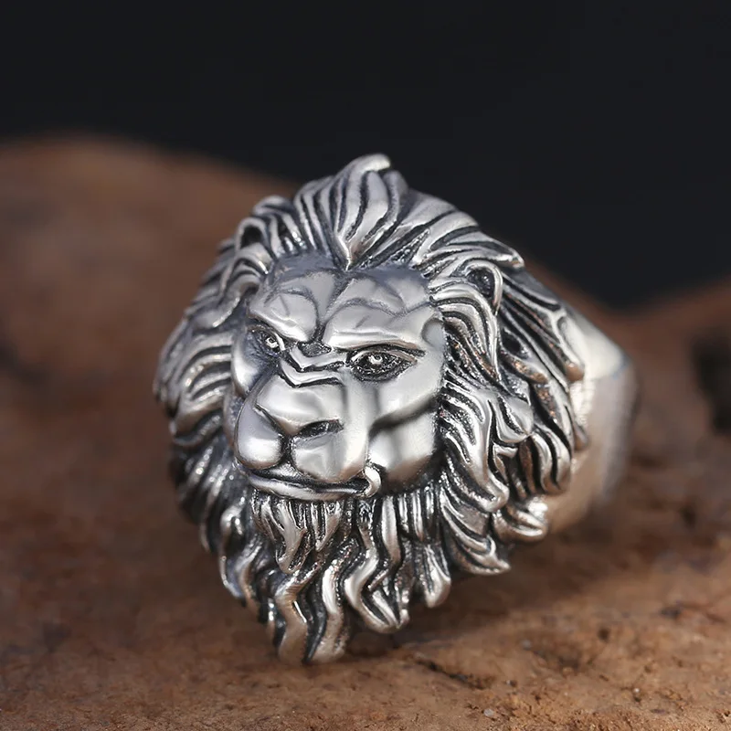 Anello prepotente leone retrò anello in lega da uomo re prateria anello esagerato gioielli regalo apertura regolabile