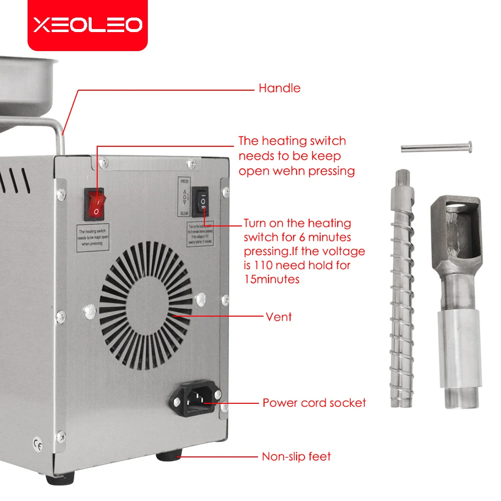 XEOLEO oil press 700W Oil press machine pressing Peanut/Flaxseed/Rapeseed machine For Home Kitchen & Commercial