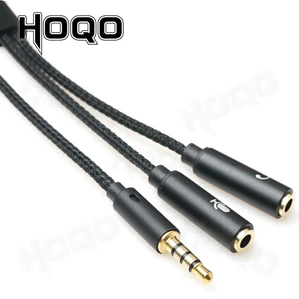 NylonBraided jack Splitter of Stereo Audio 1 in 2 out 3.5mm trrs Adapter, Headphones Microphones Cable Adapter Rallonge Jack