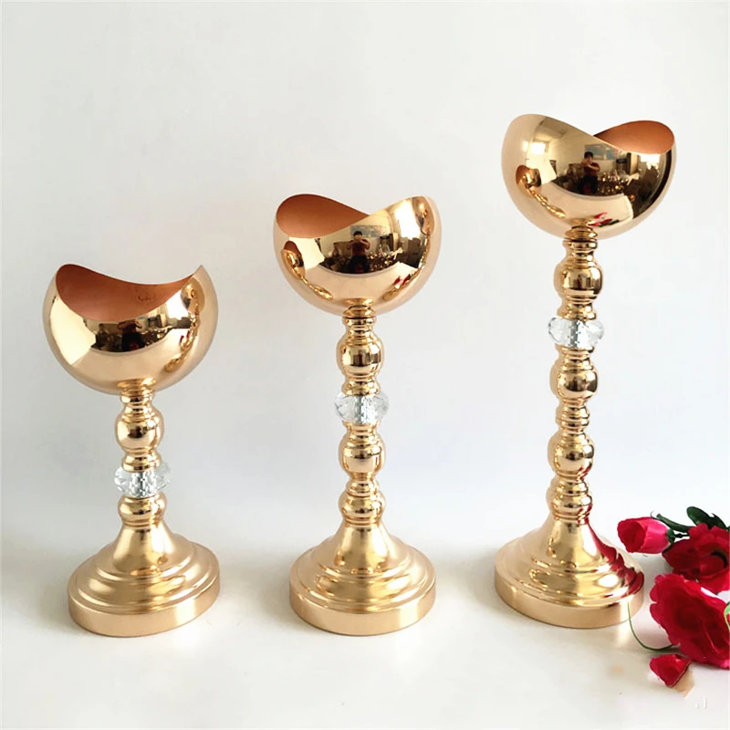 10 PCS/ Lot Metal Flower Vase Flowers Pot Luxury Wedding Table Centerpiece Event Road Lead For Christmas Party Home Decoration