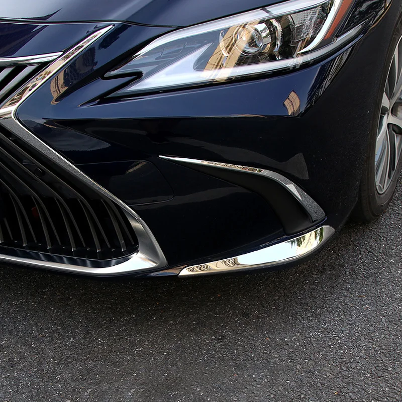 Lexus ES 200 260 300H için 2018 2019 2020 2021 ön tampon köşe koruyucu kapak Trim paslanmaz çelik araba aksesuarları 2 adet