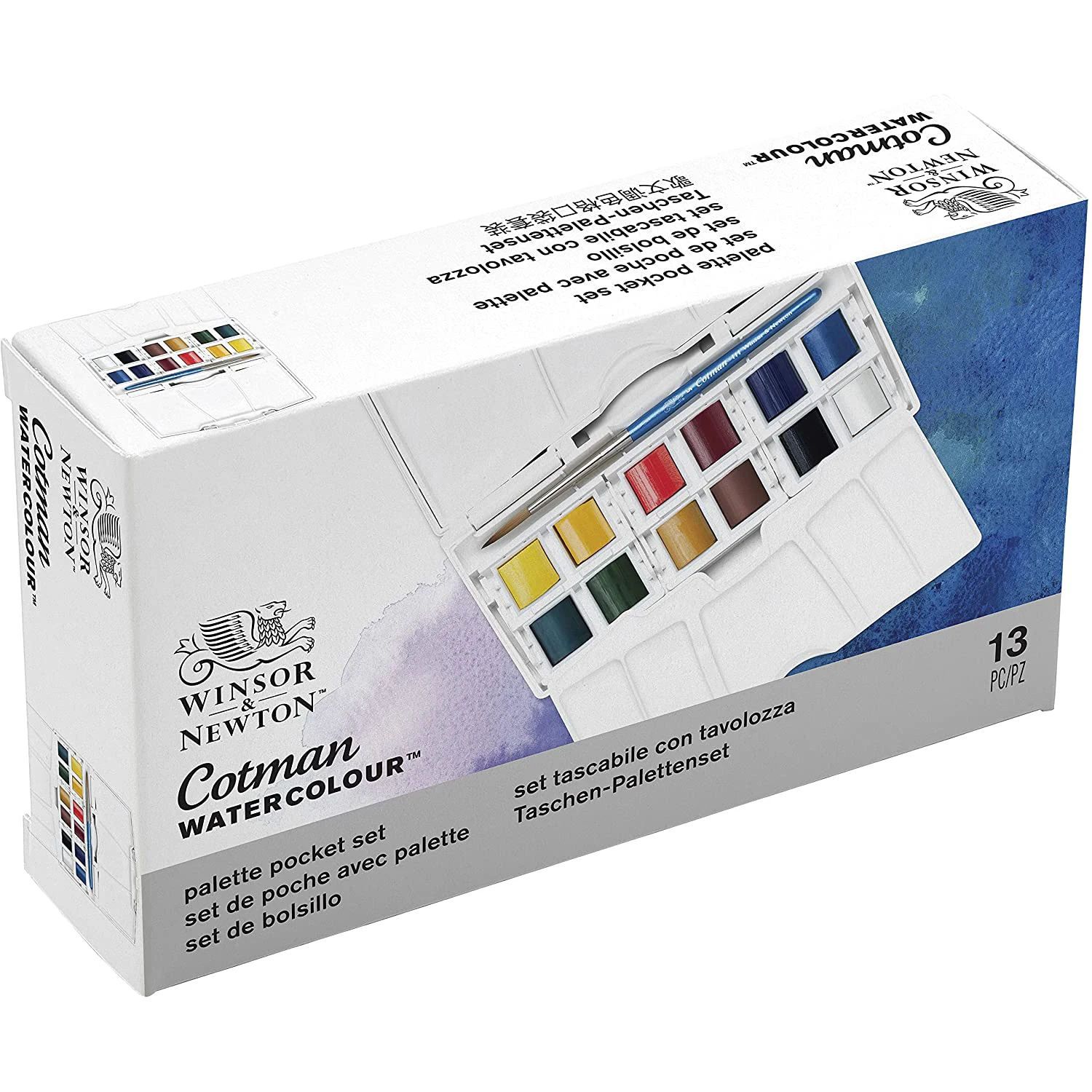 Imagem -05 - Winsor & Newton Pigmentos de Aquarela Sólida em 12 Cores Conjunto Avançado de Meia Panelas e Caneta de Escova