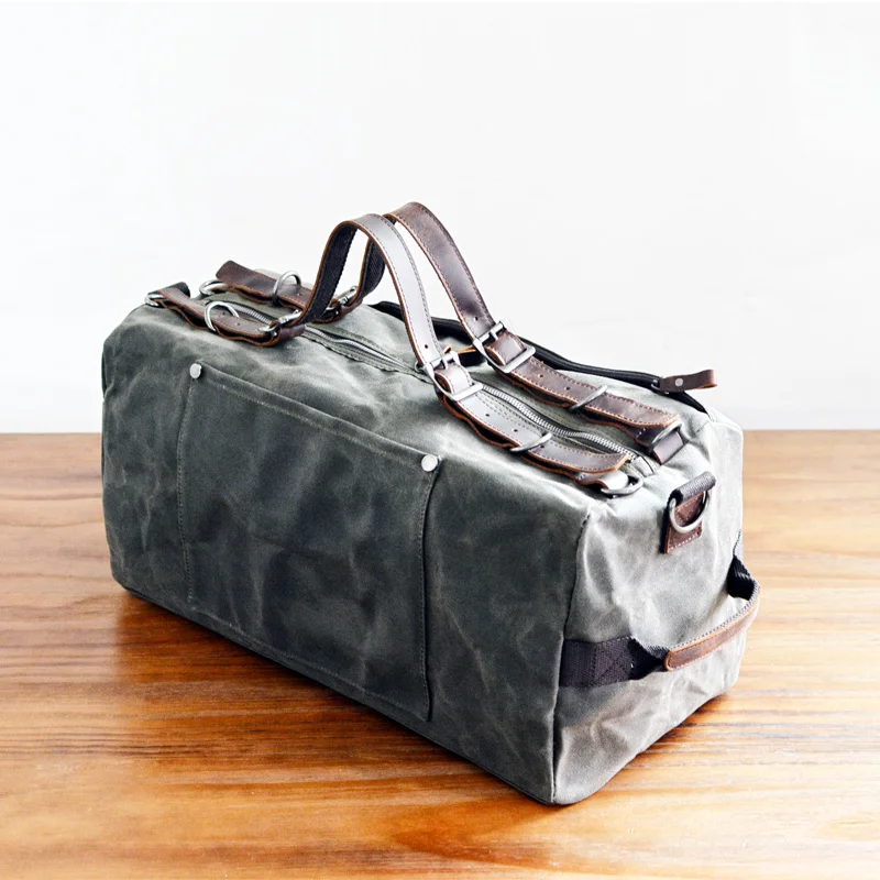 Gym Bag Men Duffel  Retro  Waxed Canvas Travel Bags Hand Luggage Bag Designer Weekend Bag Waterproof