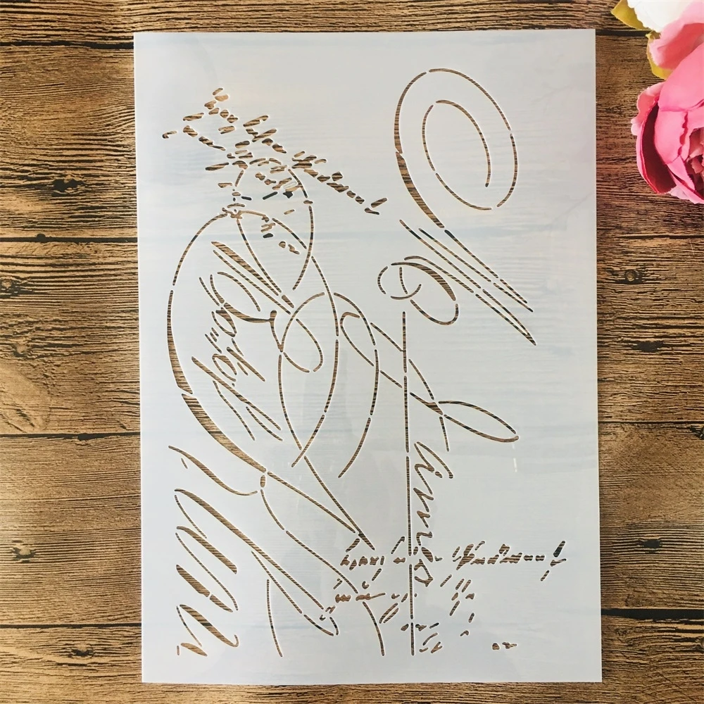 A4 29 cm Vintage El Yazısı Posta Mektup DIY Katmanlı Şablonlar duvar tablosu Karalama Defteri Boyama Kabartma Albümü Dekoratif Şablon