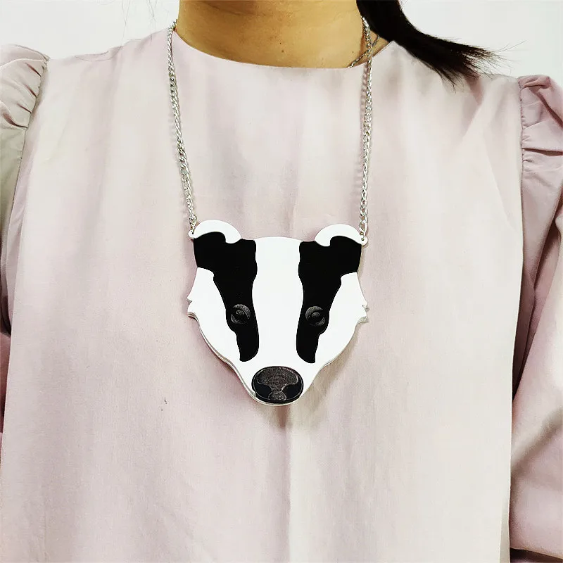 KUGUYS Hyperbole Black and White Animal Pendant Necklace Women Men Trendy Fashion Acrylic Big Jewelry Accessories