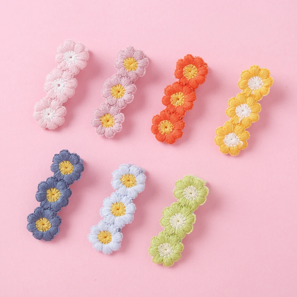 Knit Floral Baby Girl Hair Clip mini-flower Hairpins for chirdren Baby Hair Accessories Cute Barrettes Hair Band Child Gifts