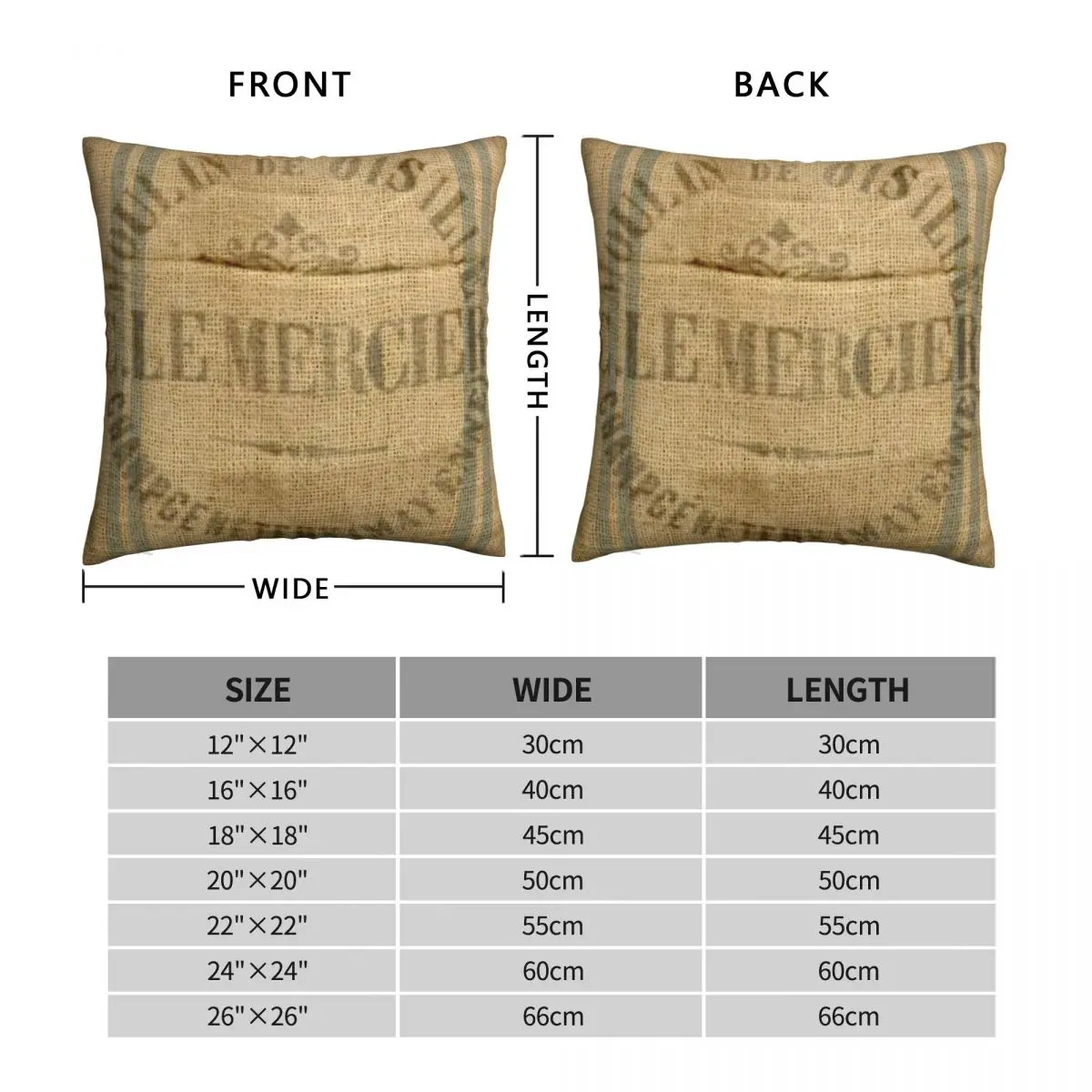 Bonjour Faux Grain Sack Square Pillowcase Polyester Linen Velvet Pattern Zip Decor Throw Pillow Case Sofa Cushion Cover