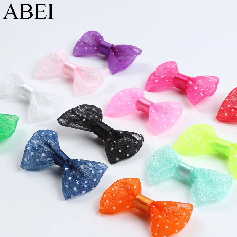 50pcs Dot Printing Organza Ribbon Bows DIY Crafts Wedding Party Birthday Decoration Handmade Bow Flower Accessories