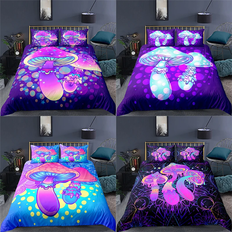 

Home Textile Luxury 3D Mushroom Print 2/3Pcs Comfortable Duvet Cover Pillowcase Bedding Sets Single Queen and King EU/US/AU Size