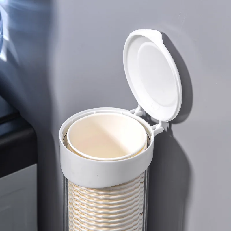Disposable Paper Cups Dispenser Plastic Cup Holder for Water Dispenser Wall Mounted Automatic Cup Storage Rack Cups Container
