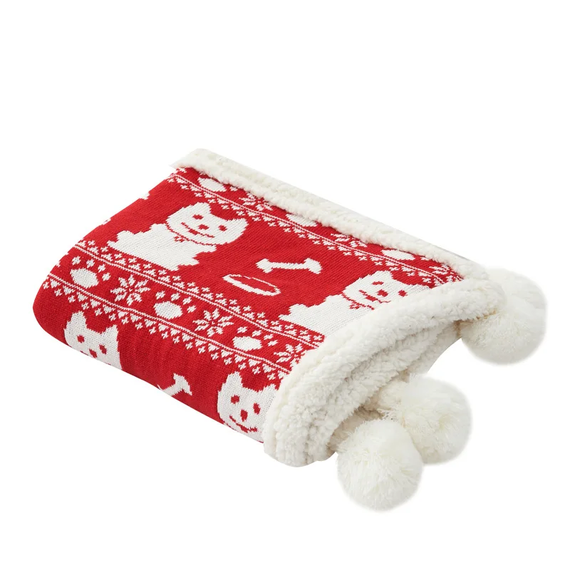 Inverno duplo-deck espessamento vermelho estilo de natal quente cobertor de bebê térmico confortável tricô swaddle noontime bola cobertor