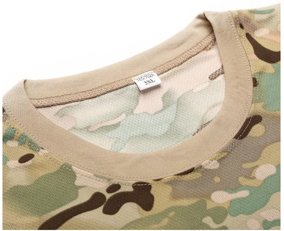 Degli uomini di Camo di Combattimento Tattico Camicia a Maniche Corte Quick Dry T-Shirt Camouflage Caccia Esterna Camicette Esercito Militare T Shirt