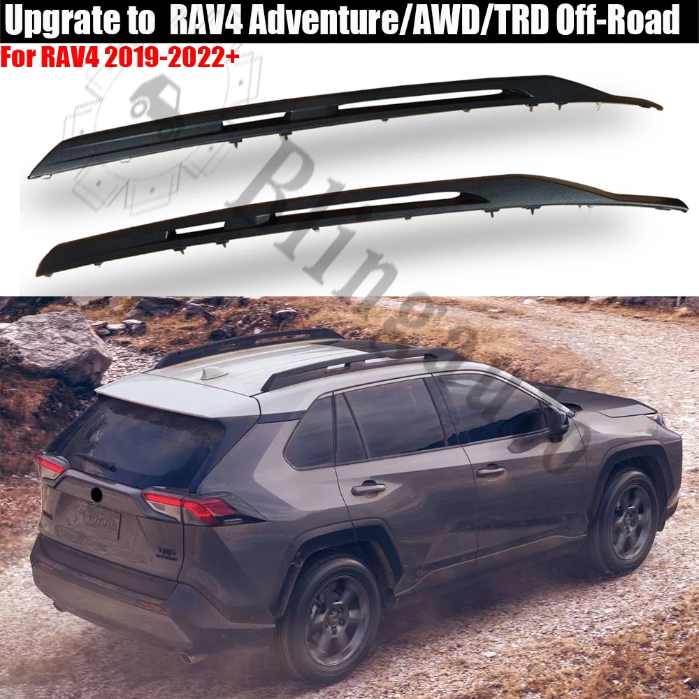 2Pcs black left right Aluminium roof rack bar rail fits for T-o-y-o-t-a RAV4 RAV 4 2019-2024