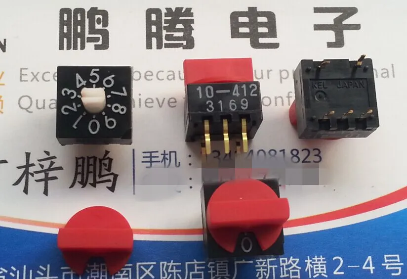 

1PCS Imported Japanese KEL 10-412 0-9/10 bit rotary coding dial code switch positive code 3: 2 pin position 8421