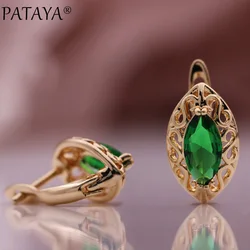 PATAYA New Natural Zircon Ethnic Drop Earrings Wedding Fashion Jewelry 585 Rose Gold Color High Quality Daily Women Earrings