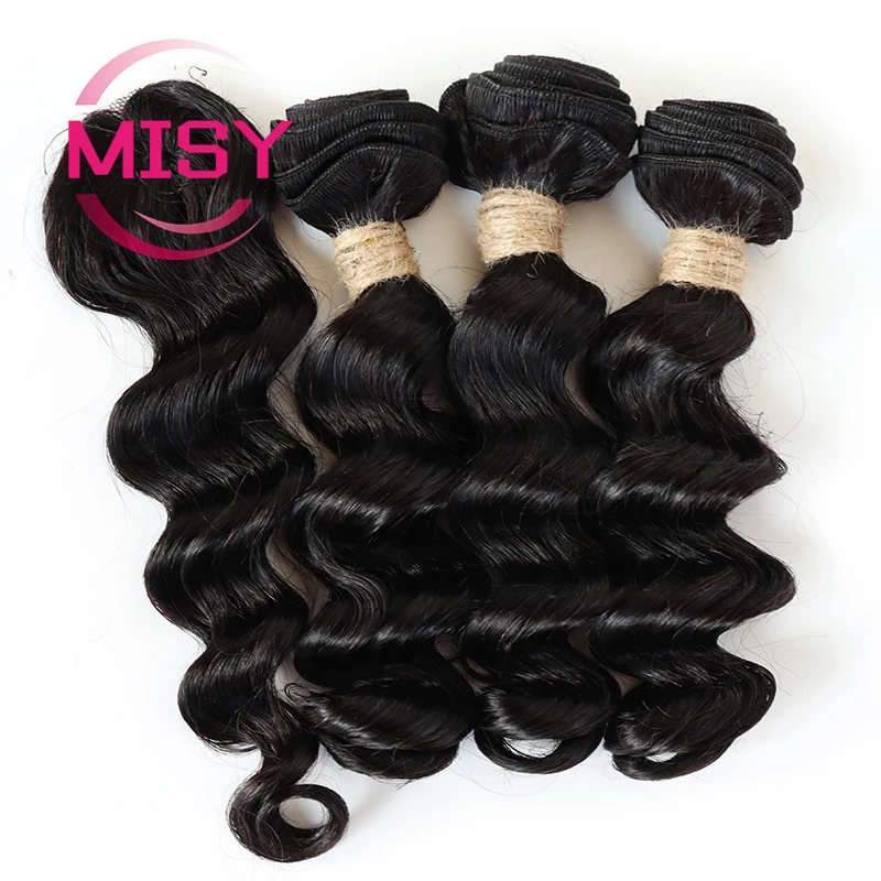 Deep Wave Human Hair Bundles Short Brazilian Hair Weave Bundles With Circular Closure Natural Color Hair Extensions Human Hair