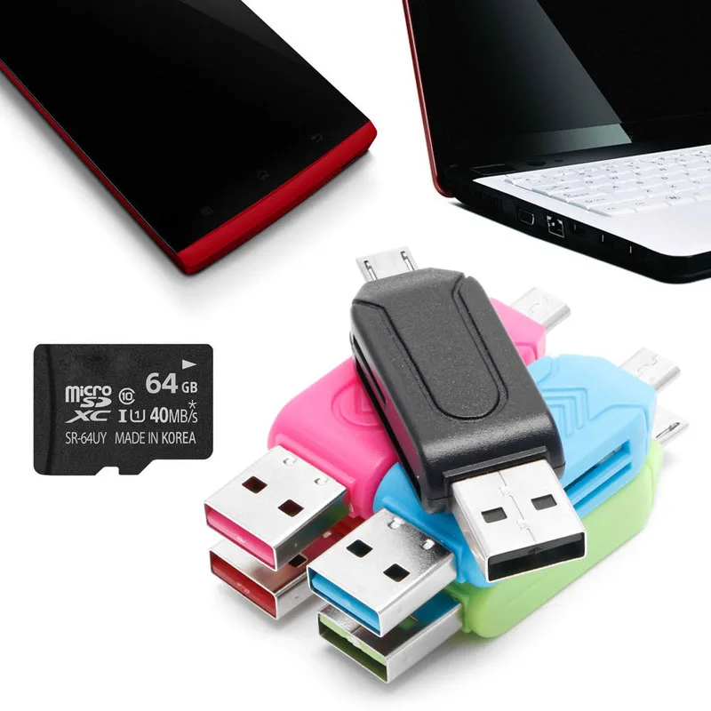 Lecteur de carte mémoire Micro USB 2.0 OTG SDXC TF 2 en 1 pour Smartphone Android et PC