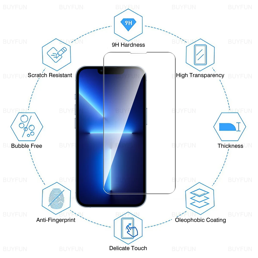 Funda de vidrio templado 9H para iPhone 13 Pro Max, película protectora de pantalla para iPhone 13 Pro Max, 14 13 13Pro iphon, 4 unidades