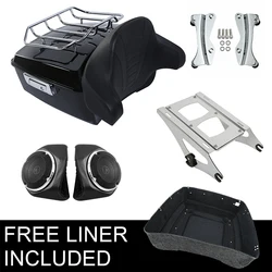 Motorcycle King Trunk Backrest Rack Speakers For Harley Touring Road King Road Glide 2014-2025
