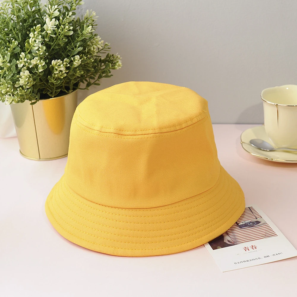 New Unisex Cotton Bucket Hat Women Summer Sunscreen Panama  Men Pure Color Sunbonnet Fedoras Outdoor Fisherman Beach Cap