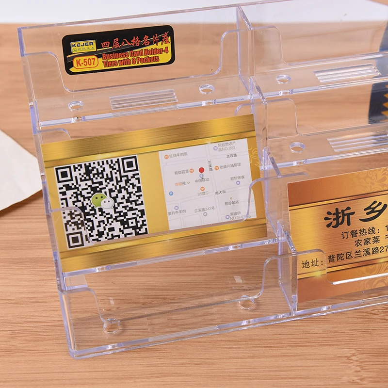 NEW 8 Pocket Desktop Business Card Holder Clear Acrylic Countertop Stand Display