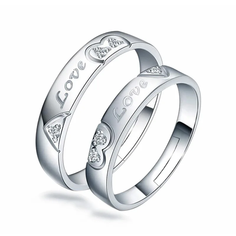 2 Teile/sätze Zirkon Herz Passenden Paar Ringe Set Für Immer Endlose Liebe Hochzeit Ring Für Frauen Männer Charme Valentinstag schmuck – Detail 8