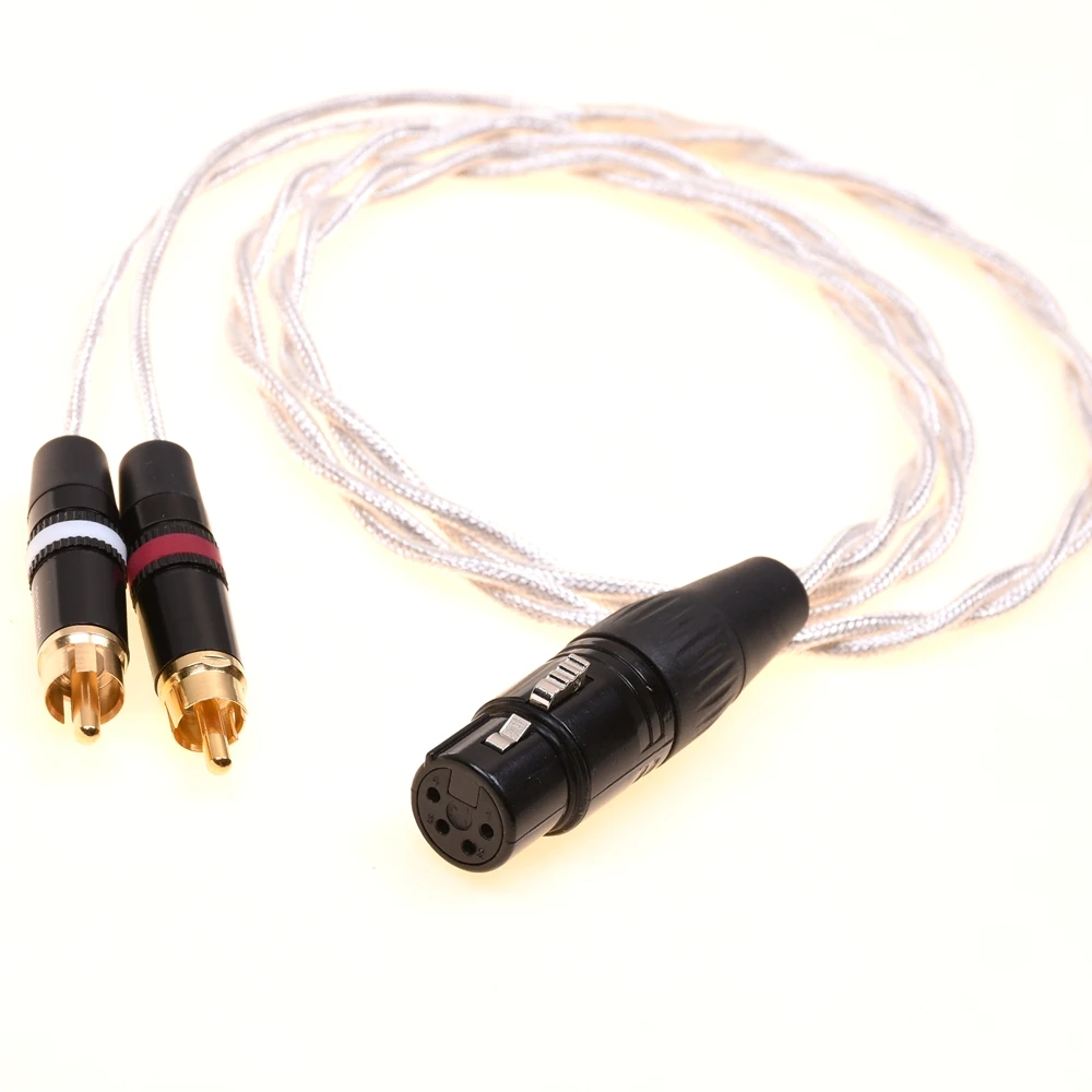 

Dual RCA Male to 4pin XLR Female Balanced Audio Adapter Silver Plated Shield Cable