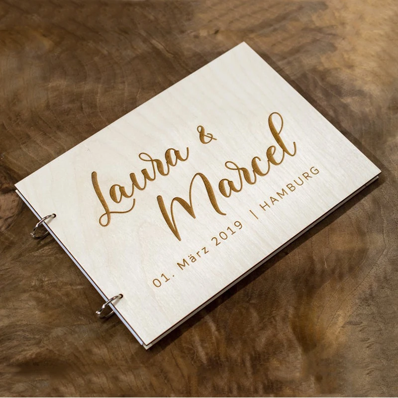 Personalized Wooden Wedding Guest Book Mr Mrs Guestbook Engraved Name and Date Wedding Signature Book Custom Wedding Party Decor