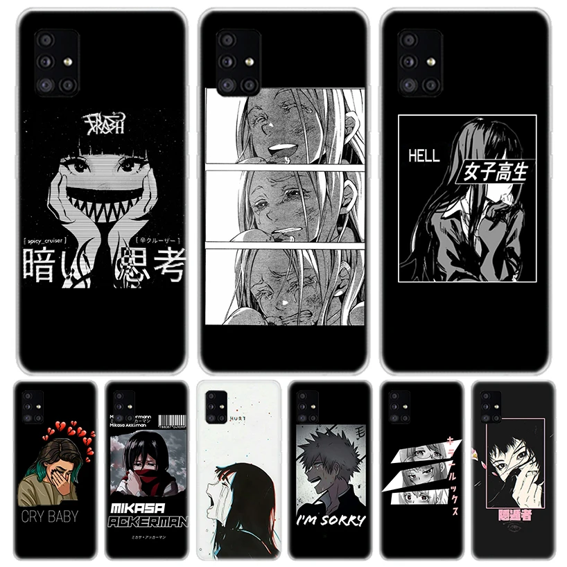 Sad Japanese Anime Aesthetic Phone Case For Samsung Galaxy A50 A70 A40 A30 A20S A10 Note 20 Ultra 10 Lite 9 8 A6 A8 Plus A7 A9 +