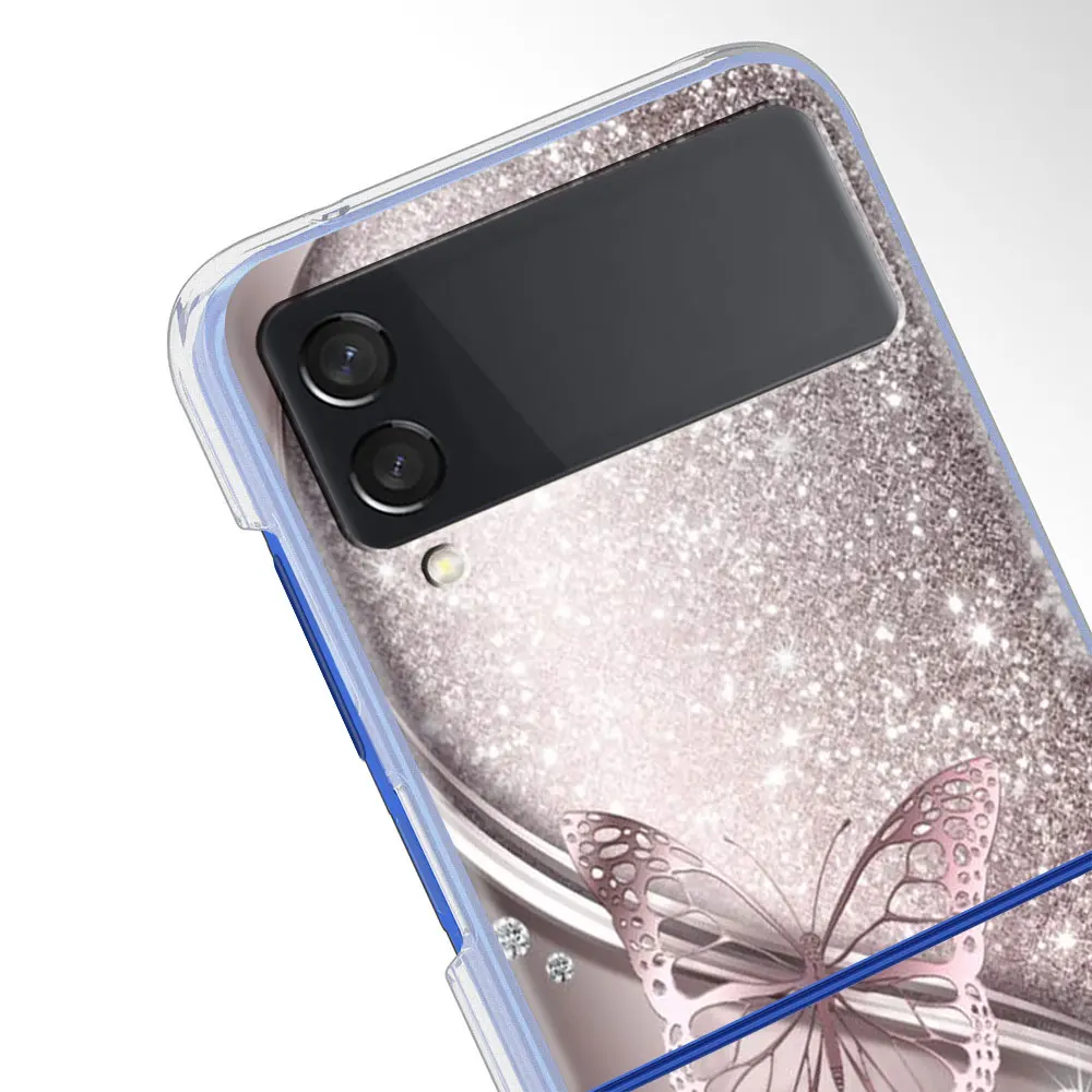 Fundas Hülle für Samsung Galaxy Z Flip 3 4 5G Transparente harte Handyhülle ZFlip3 Clear PC Luxus Love Bow