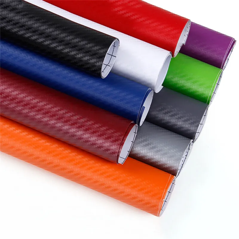 Car Styling 127 Cm * 10 Cm 3D Carbon Fiber Car Color Film Body Sticker Car Decoration Stickers DIY Car Tuning Auto Accessories