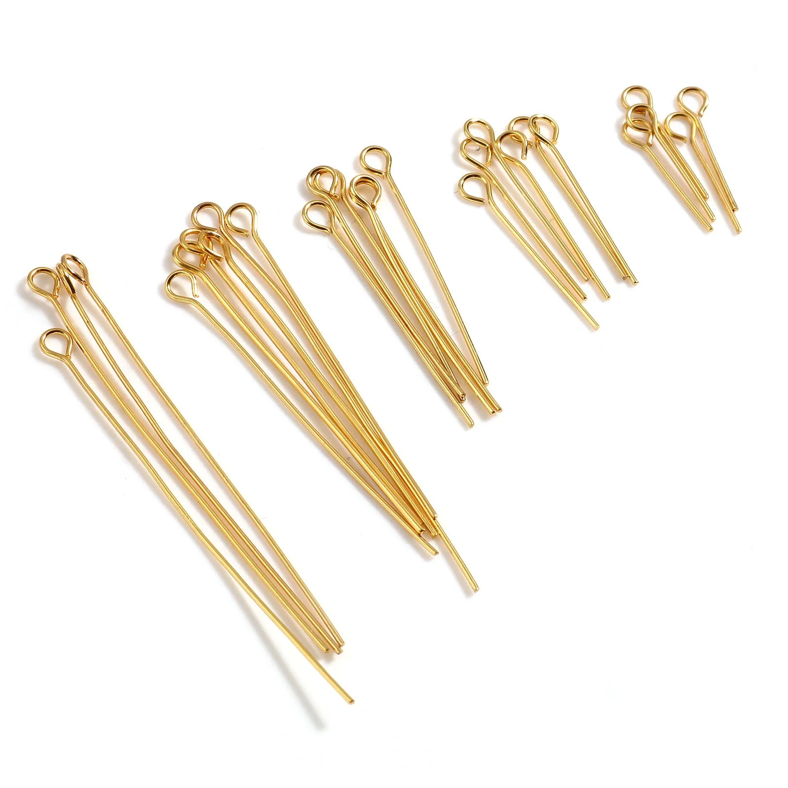 15 20 30 40 50mm Stainless Steel Eye Pins Gold Color 3mm Pins Accessories DIY Making Necklace Earrings Jewelry Findings,20PCs