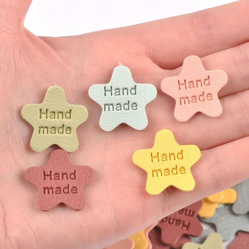 20Pcs/Lot Mixed Color Star Embossed leather Labels DIY Handmade Sewing Accessories For Kids Garment Bags Crafts Tags c3213