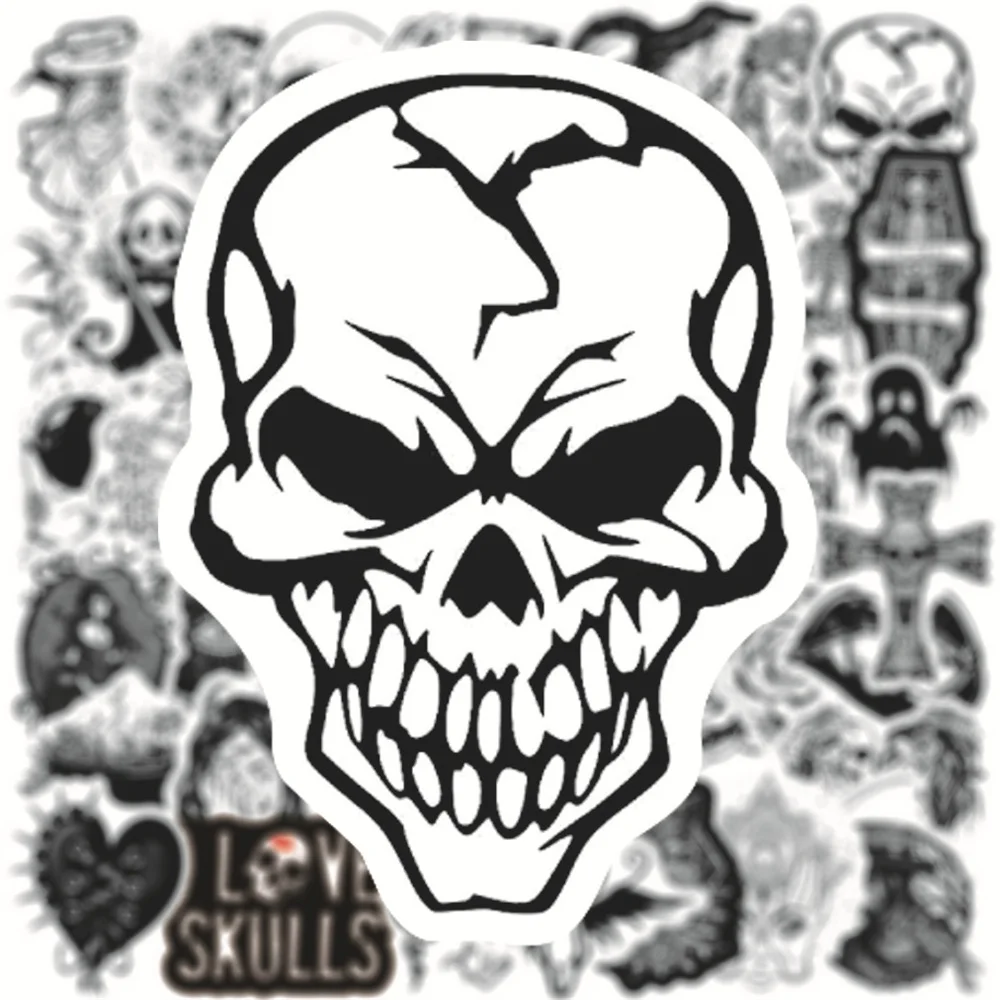 10/30/50PCS Black and White Devil Gothic Graffiti Waterproof Sticker Suitcase Notebook Skateboard Refrigerator WaterCupWholesale