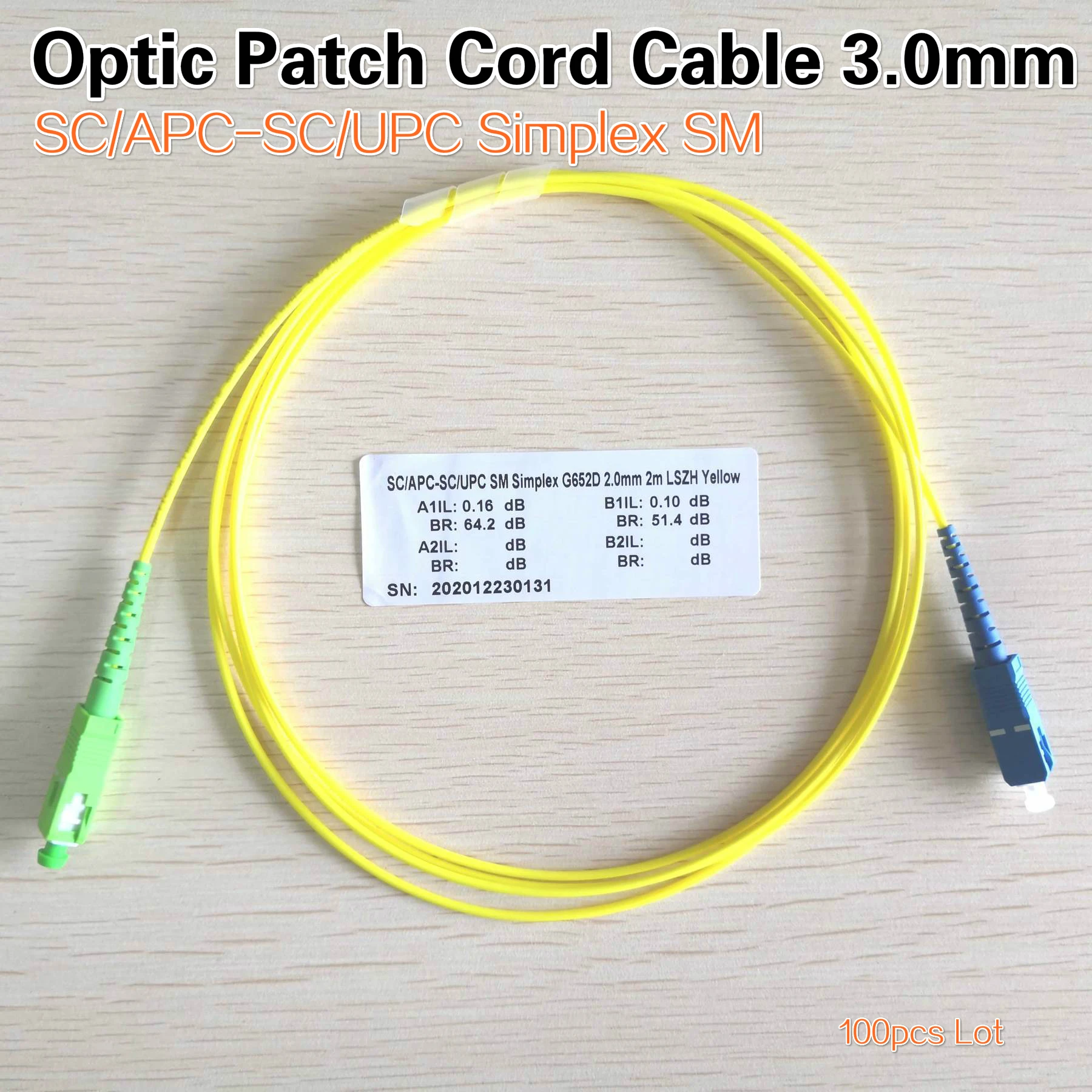 10PCS/box SC APC-SC UPC Simplex SM LSZH Optic Patch Cord Cable 3.0mm SC/APC-SC/UPC FTTH fiber optic jumper Free shipping