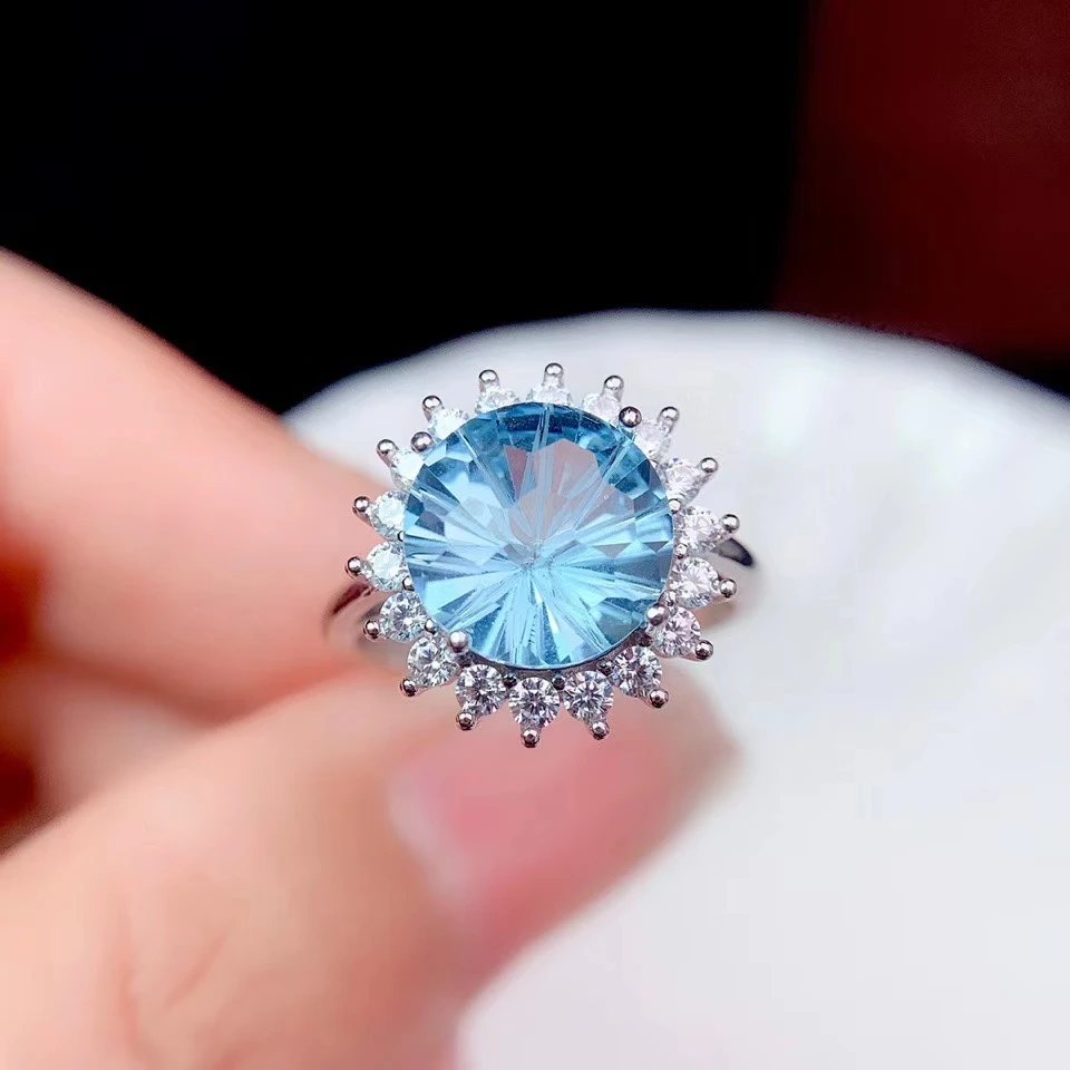 

10X10mm size natural topaz ring for women jewelry real 925 silver round natural gem certified birthday gift good fireworks