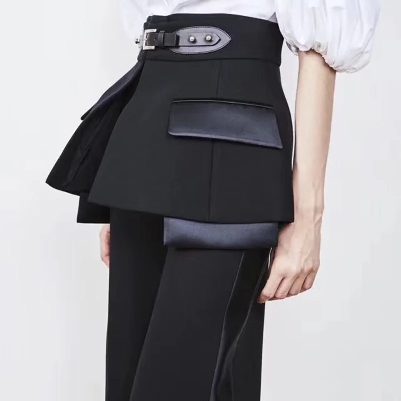 HIGH STREET Women Wide Leg Pants Luxury High Waist Trousers Women Two Piece Skirt+Pants Top Quality