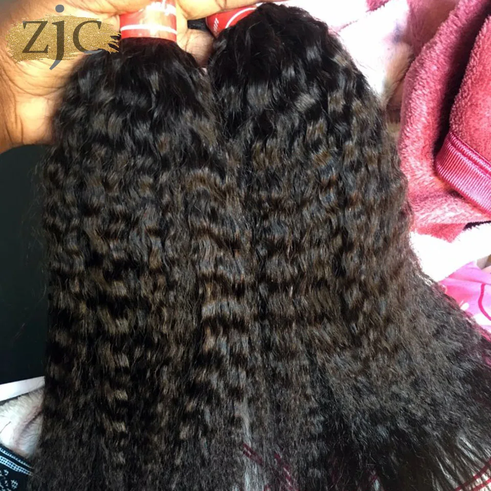 

Wholesale Kinky Straight Hair Human Hair Bundles Remy Hair Coarse Yaki Extension Brazilian Hair Weave Bundle Can Be Dyed