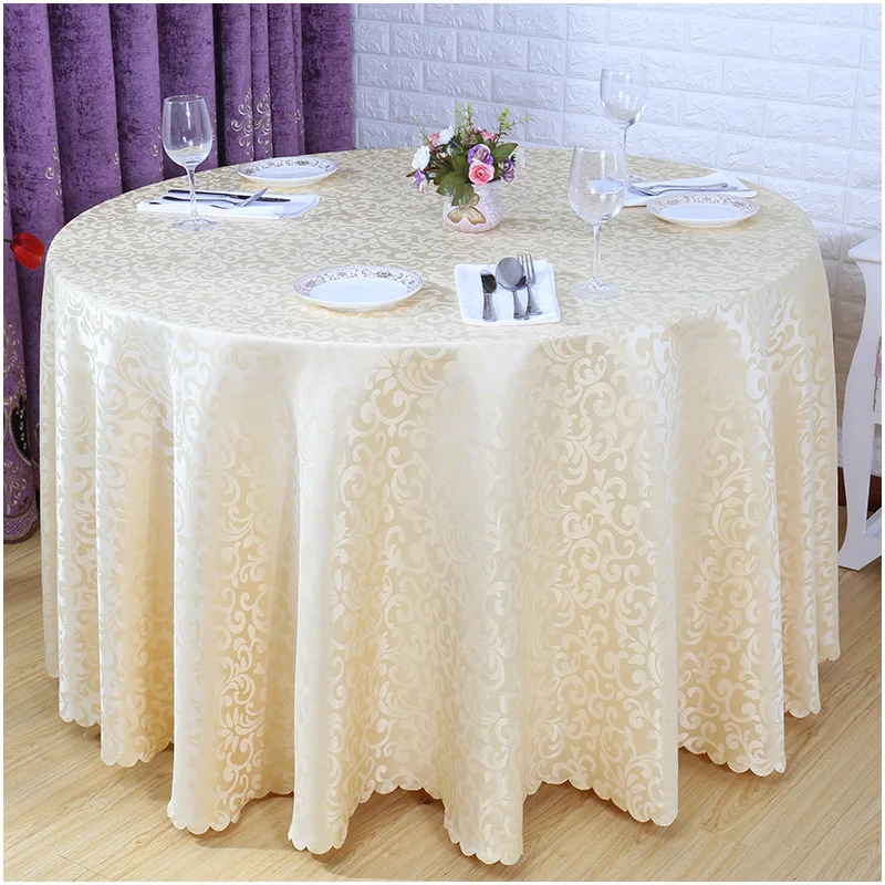 Polyester Jacquard Tablecloth Hotel Wedding Banquet Party Decoration Round White Table Covers Table Overlays Printed Home Decor