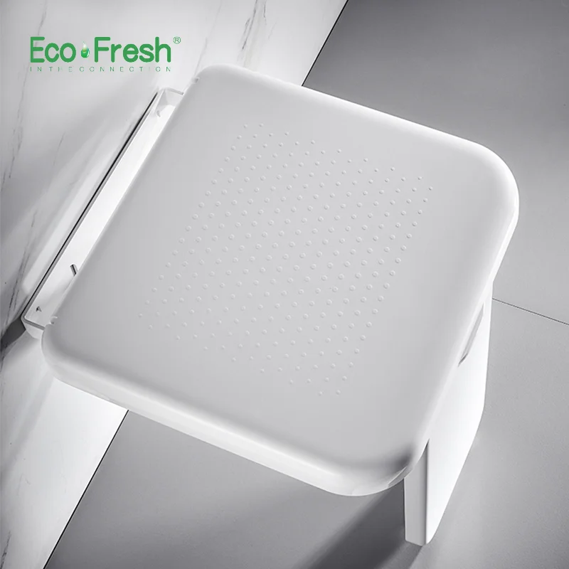 Ecofresh 300Kg Chịu Lực Gấp Phòng Tắm Phân Treo Tường Ghế Ngồi Vệ Sinh Gia Đình Tắm Tắm Cuốn Giày Êm Chân