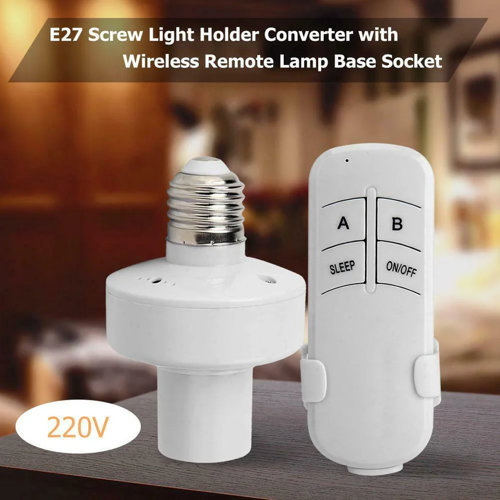 220V E27 Remote Control Bulb Holder Wireless Light Socket Home Screw Bulb Base Replacement PBT Resin Material Lamp Holder