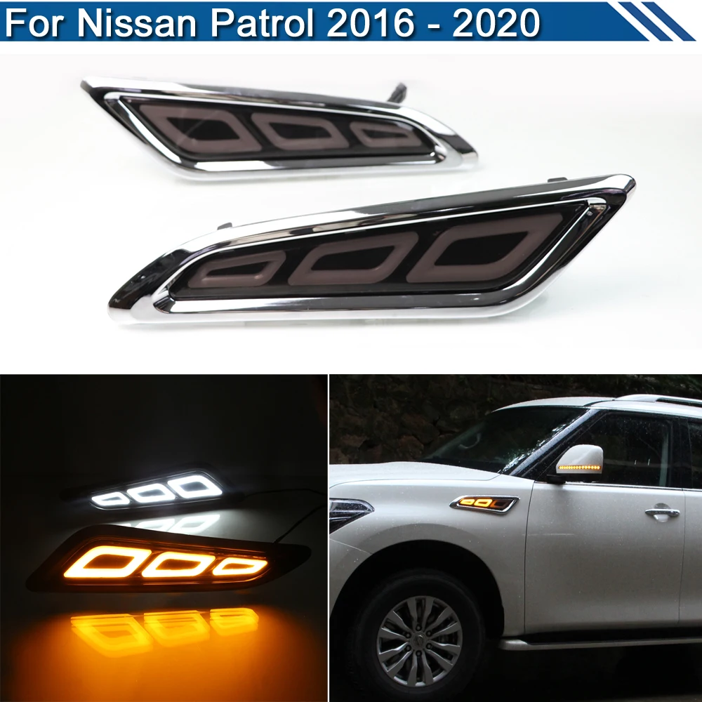 

LED Side Fender Marker Lamp Dynamic Turn Signal Light White Running Position Lights For Nissan Patrol 2016 2017 2018 2019 2020