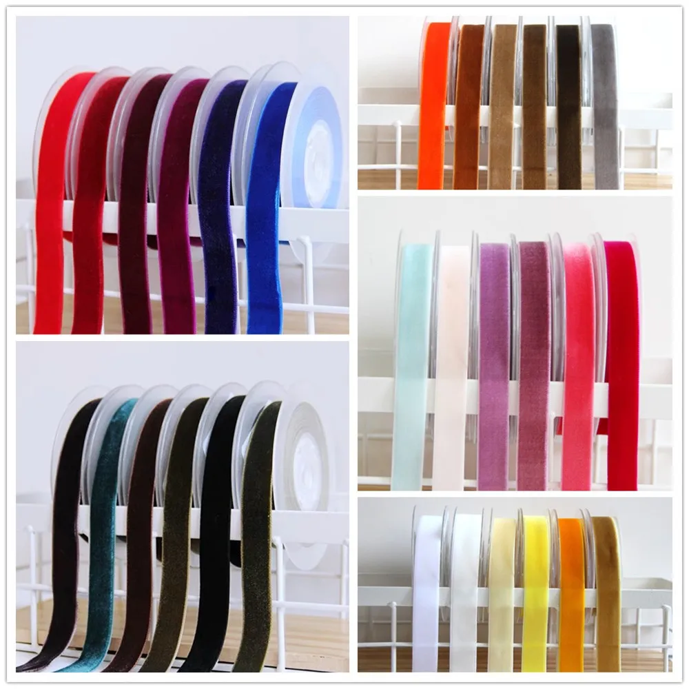 6/9/15/25mm Single Face Velvet Ribbon for Handmade Gift Bouquet Wrapping Supplies Home Party Decoration Christmas Velvet Tape