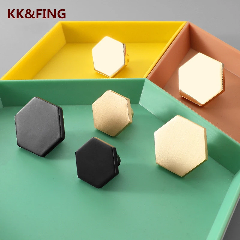 KK&FING Simple Zinc Alloy Gold Handles Black Single Hole Drawer Pulls Cupboard  Door Handle Furniture Hardware Door Knobs