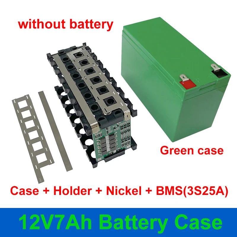 12V 7Ah Batterij Case Fit 21Pcs 18650 Cellen 12V7Ah Lege Doos 3*7 Houder 3S25A Bms Nikkel strip Opbergdoos Voor Diy Batterij