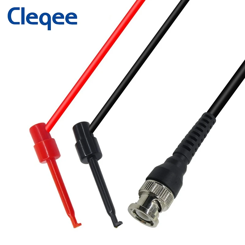 Cleqee P1007 BNC Male Plug Q9 To Dual Test Hook Clip Probe Test Lead for Oscilloscope 120CM Cable