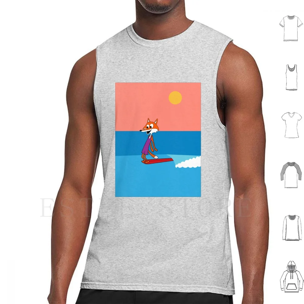 Surfing Fox Tank Tops Vest Cotton Surf Fox Animal Surfing Wave Toes To The Nose What Does The Fox Say